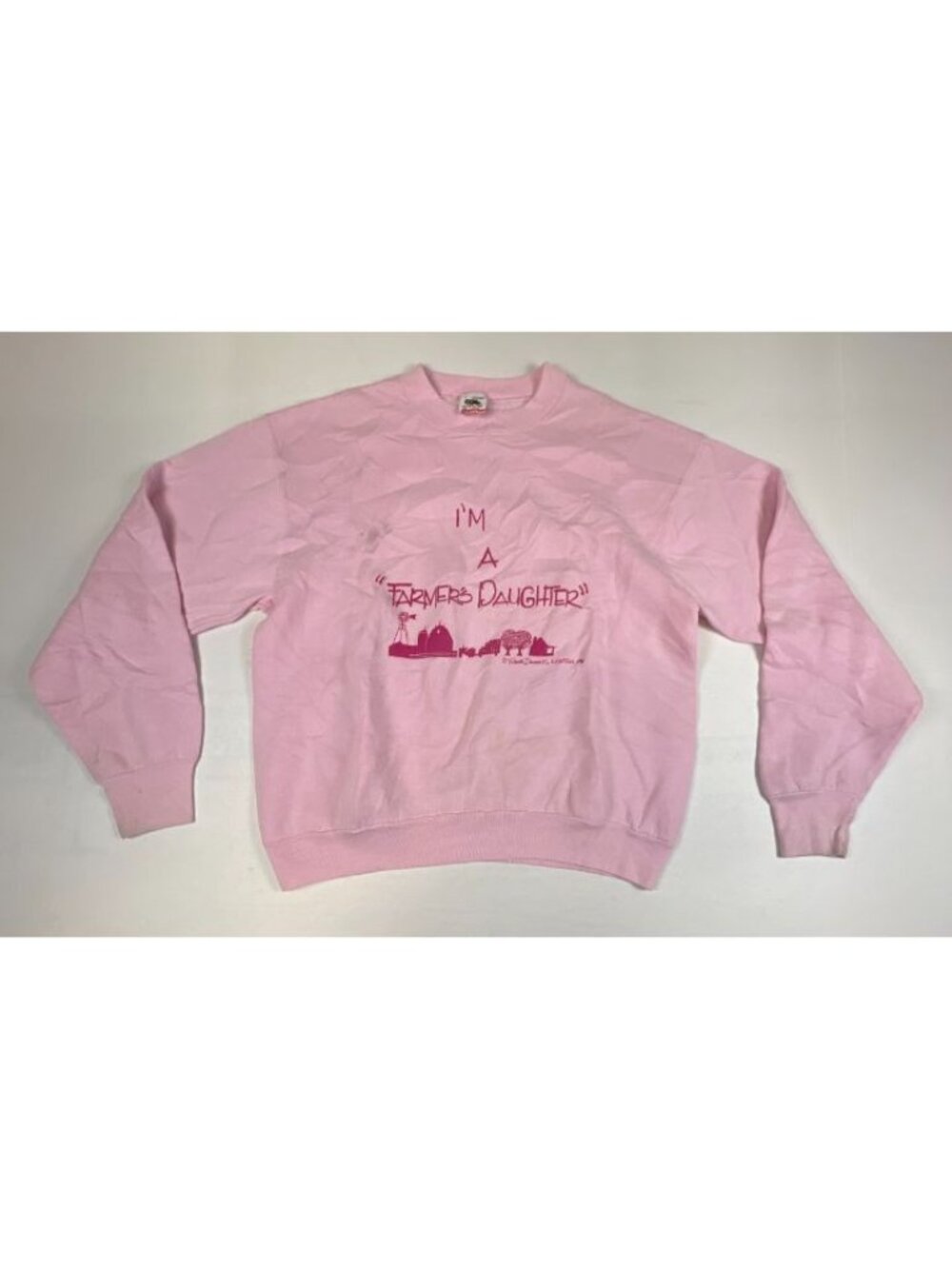 Vintage Fruit of the Loom Made in USA I'm a Farmer's Daughter Pink Sweatshirt L
